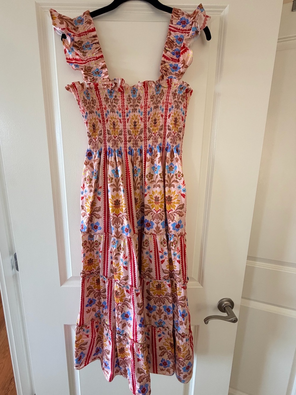 Hill House - The Ellie Nap Dress - Pink Floral Block Stripe Size L - Picture 2 of 5